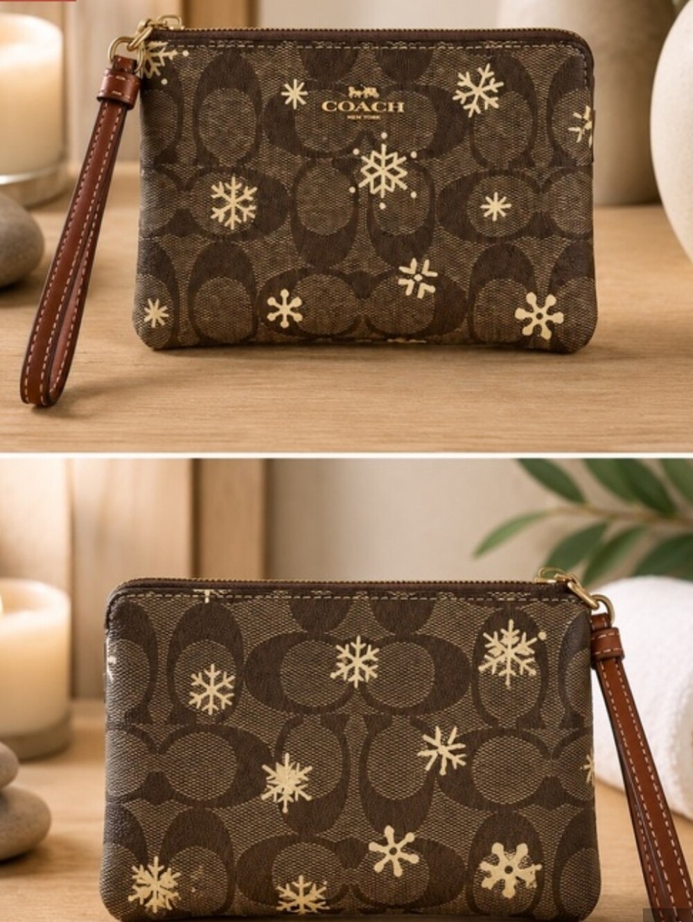 Coach Signature Canvas Wristlet with Snowflake Print - Picture 4 of 6